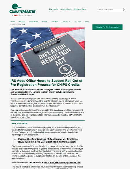 IRS Adds Office Hours to Support Roll Out of Pre-Registration Process for CHIPS Credits